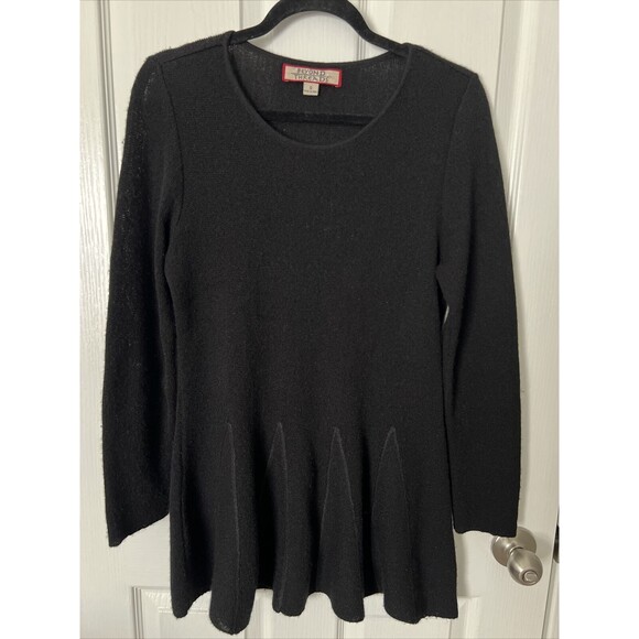 Beyond Threads Alpaca Wool Tunic Sweater Size Small Black Peplum Peru - Picture 1 of 8